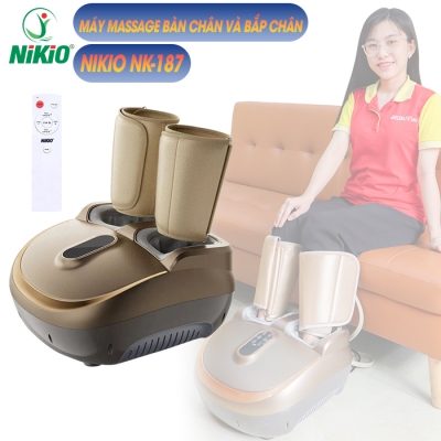 Máy massage chân nén ép trị liệu suy giãn tĩnh mạch Nikio NK-187 - 2in1, vàng gold