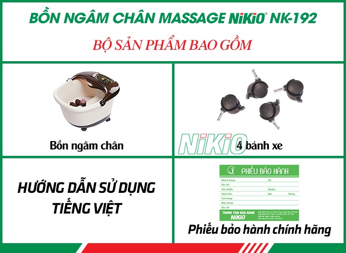Bộ sản phẩm bồn ngâm chân massage cao cấp Nhật Bản Nikio NK-192