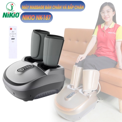 Máy massage bàn chân và bắp chân Nhật Bản Nikio NK-187 - 2in1, xám chuột