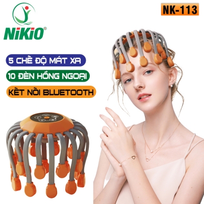 Máy massage đầu bạch tuộc 20 chân Nikio NK-113, mát xa giảm đau nhức đầu, giảm stress