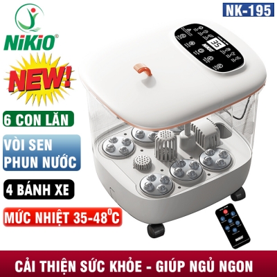 Bồn ngâm chân massage Nikio NK-195 New - Hỗ trợ giảm stress, cải thiện giấc ngủ, tăng tuần hoàn máu - Màu Trắng