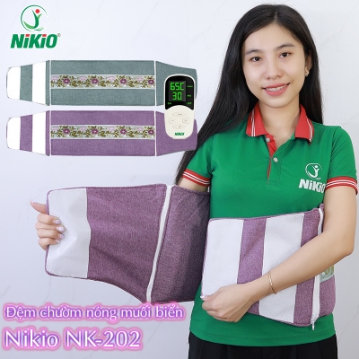 Đệm (túi) chườm nóng muối biển Nikio NK-202 - Dòng cao cấp, có khóa dán đeo cố định