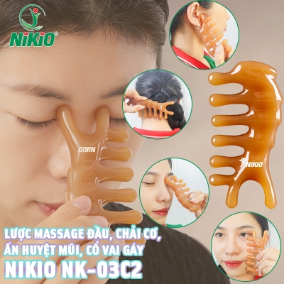 Lược massage đầu, chải cơ, ấn huyệt mũi, cổ vai gáy, thái dương Nikio NK-03C2