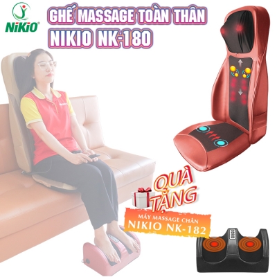 Ghế massage xoa bóp toàn thân 4D thế hệ mới Nikio NK-180 - Màu đỏ