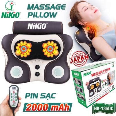 Máy massage đấm bóp cổ vai gáy, lưng cao cấp Nikio NK-136DC - Pin sạc