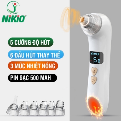 Máy hút mụn đầu đen kết hợp massage nhiệt nóng Nikio NK-220 - 6 đầu hút