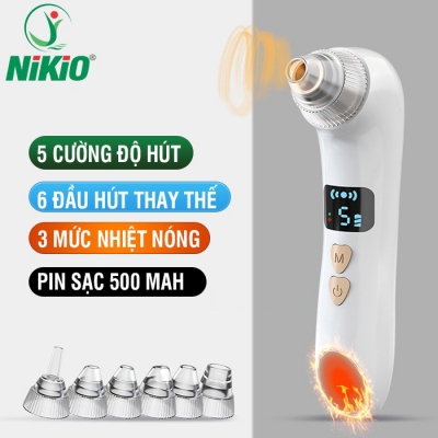 Máy hút mụn đầu đen kết hợp massage nhiệt nóng Nikio NK-220 - 6 đầu hút