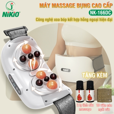 Máy massage bụng pin sạc Nikio NK-166DC - Công nghệ xoa bóp day ấn mới kết hợp nhiệt nóng và hồng ngoại