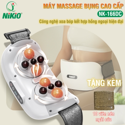 Máy massage bụng pin sạc Nikio NK-166DC - Công nghệ xoa bóp day ấn mới kết hợp nhiệt nóng và hồng ngoại