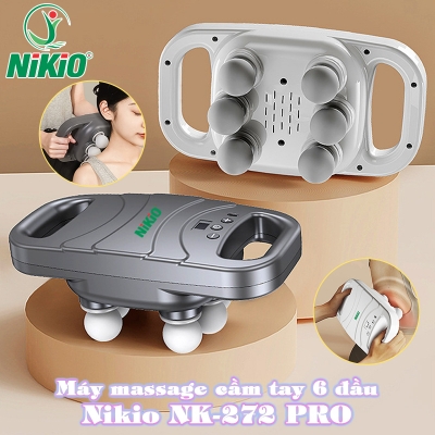 Máy massage lưng, máy đấm lưng 6 đầu Nikio NK-272 PRO - 9 chế độ, 20 cường độ, pin sạc