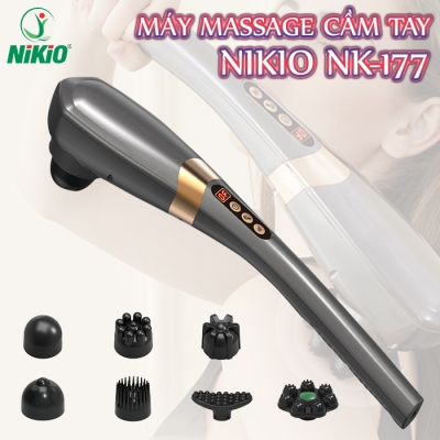 Máy massage cầm tay pin sạc cao cấp Nikio NK-177 - 7 đầu, 5 tốc độ, 6 chế độ - Màu xám
