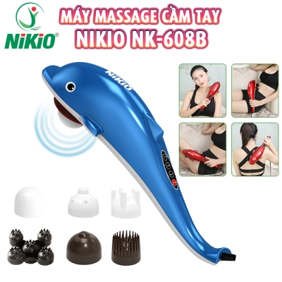 Máy massage cầm tay cá heo Nikio NK-608B - 6 đầu, 3 chế độ mát xa, 5 tốc độ