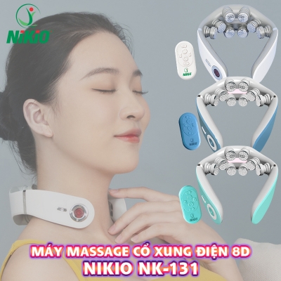 Máy massage cổ xung điện Nikio NK-131 - 8 điện cực, 2 miếng dán, HDSD bằng giọng nói