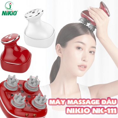 Máy massage đầu cầm tay Nikio NK-111 - Công nghệ xoa bóp dây ấn kết hợp rung giảm đau nhức đầu, giảm stress