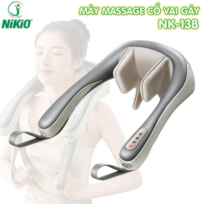 Máy massage cổ vai gáy pin sạc Nikio NK-138 - Xoa bóp day ấn 6D