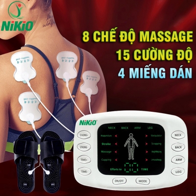 Máy massage xung điện 4 miếng dán và đôi dép trị liệu bàn chân Nikio NK-105