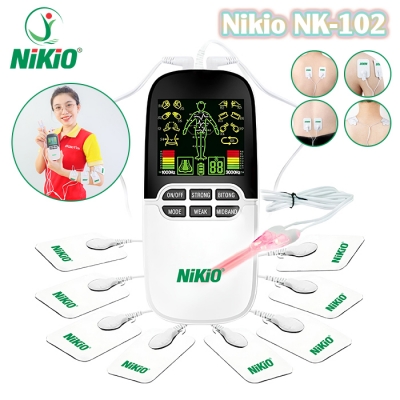 Máy massage xung điện Nhật Bản 8 miếng dán Nikio NK-102 - Máy xung điện kết hợp đèn hồng ngoại trị liệu mũi