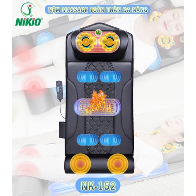 Nệm massage đa năng Nikio NK-152 - Mát xa bi xoa bóp cổ, áp suất khí nâng cột sống lưng, rung, nhiệt nóng