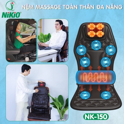 Ghế nệm massage ô tô Nikio NK-150 - Giảm đau mỏi cổ vai gáy, lưng, mông