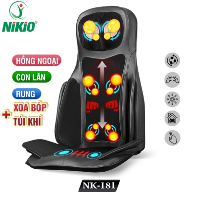 Ghế massage toàn thân hồng ngoại rung lắc, áp suất khí Nikio NK-181 - Đen