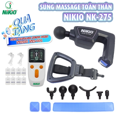 Súng massage giãn cơ toàn thân Nikio NK-275 - Thế hệ mới 7 đầu, 6 tốc độ massage