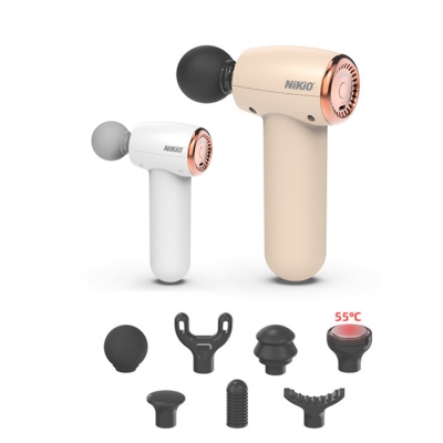 Súng massage cầm tay mini Nikio NK-175 - 7 đầu, có đầu nóng - Màu trắng