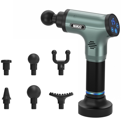 Súng massage Nikio NK-172 xanh rêu cầm tay 6 tốc độ, giảm đau nhức mỏi toàn thân