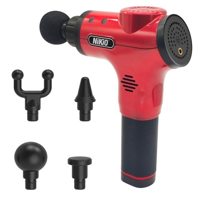 Súng mát xa Nikio NK-170A Đỏ cầm tay - 4 đầu, 6 tốc độ