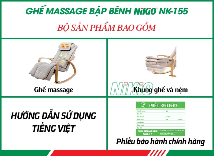 Bộ sản phẩm ghế massage thư giãn bập bênh Nikio NK-155