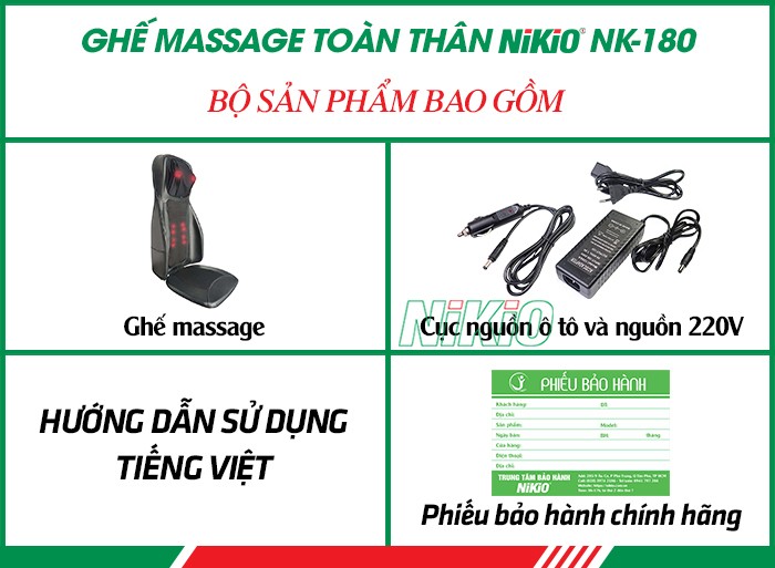 Bộ sản phẩm ghế massage xoa bóp toàn thân 4D thế hệ mới Nikio NK-180
