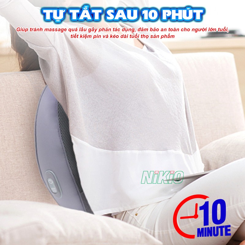Gối massage lưng, cổ vai gáy Nikio NK-137 tự tắt sau 10 phút