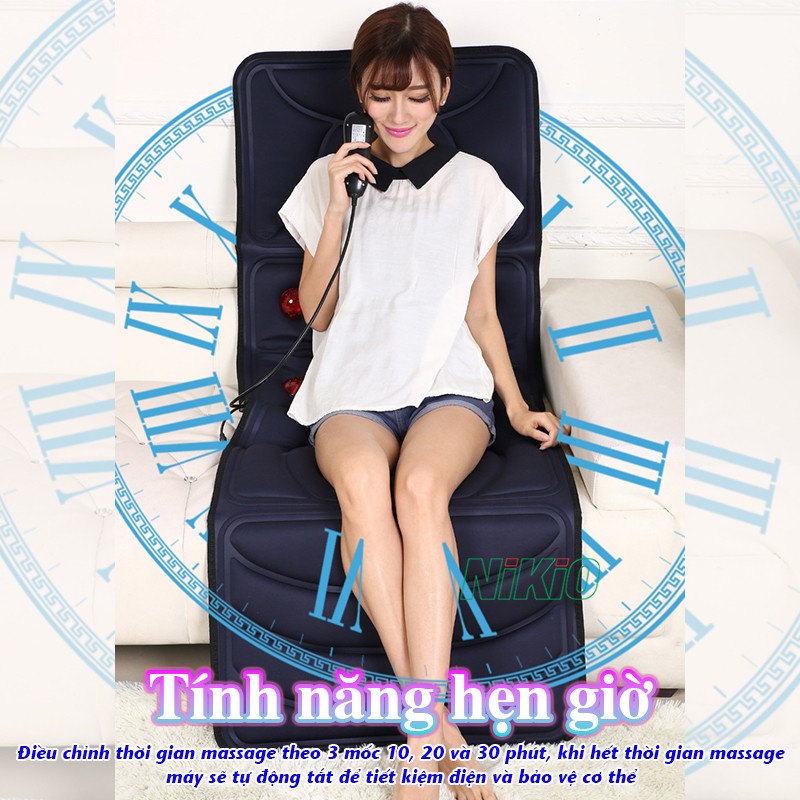 Nệm massage toàn thân hẹn giờ tự tắt Nikio NK-153