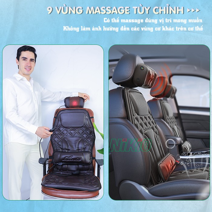 Nệm massage toàn thân đa năng 9 vùng massage tùy chỉnh Nikio NK-150