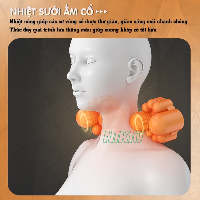 Nệm massage toàn thân đa năng nhiệt hồng ngoại sưởi ấm cổ Nikio NK-150