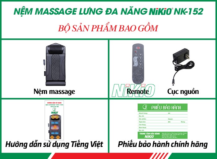 Bộ sản phẩm nệm massage đa năng Nikio NK-152