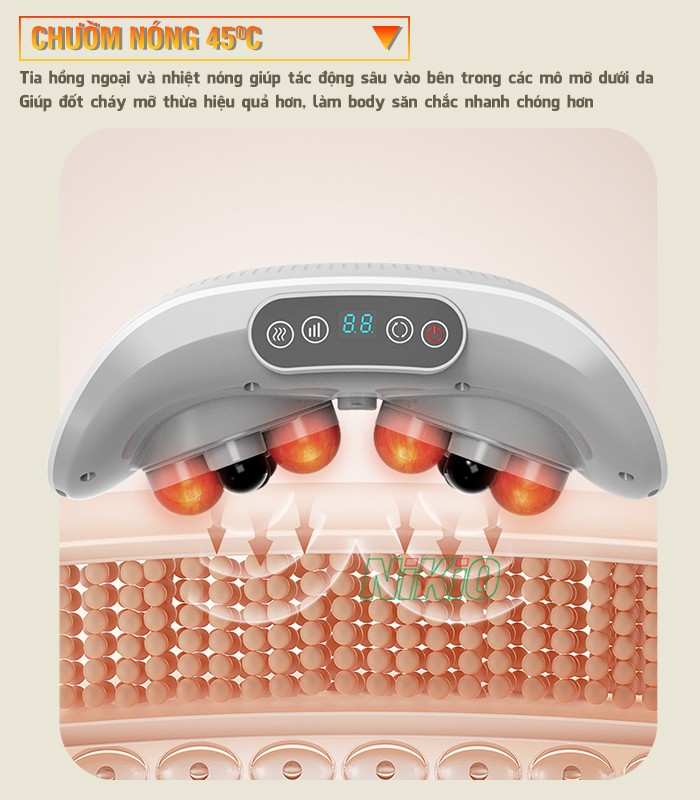 Máy massage bụng cao cấp chườm nóng 45 độ Nikio NK-166DC