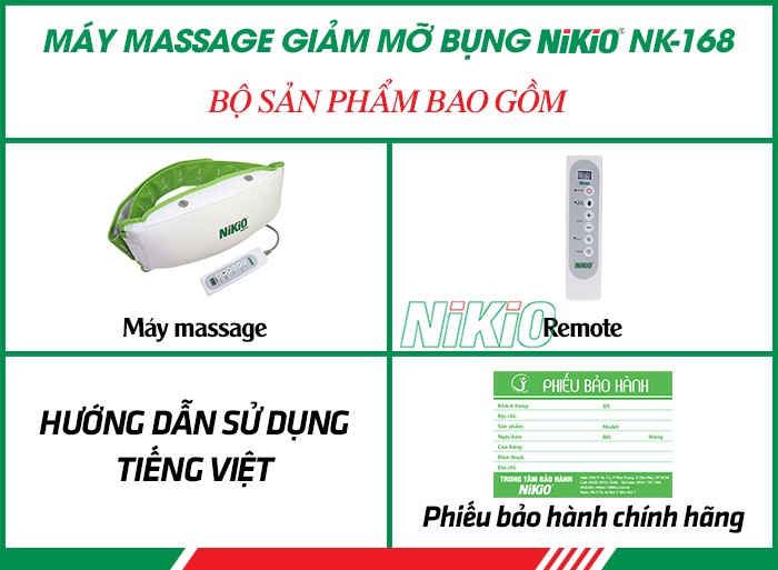 Bộ sản phẩm máy massage giảm mỡ bụng Nikio NK-168