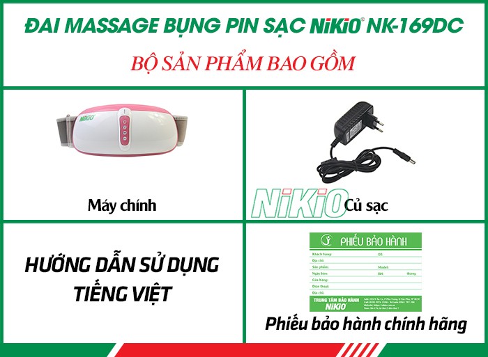 Bộ sản phẩm máy massage bụng rung lắc thế mới Nikio NK-169DC
