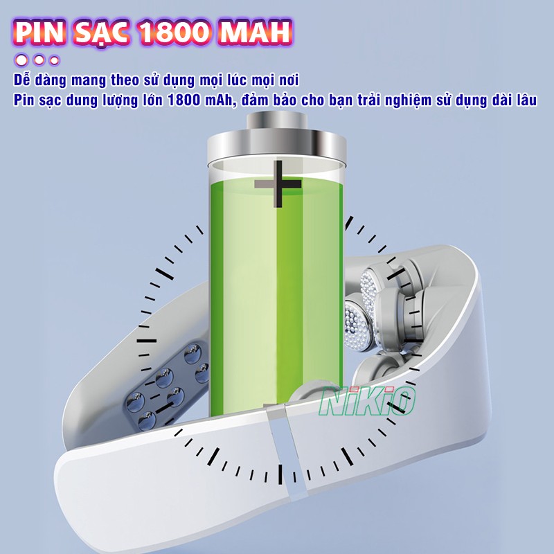 Máy massage cổ xung điện 8D pin sạc 1800 mAh Nikio NK-131
