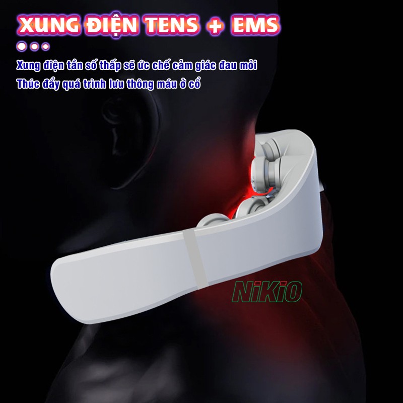 Máy massage cổ xung điện 8D xung điện tần số thấp tens+ems Nikio NK-131
