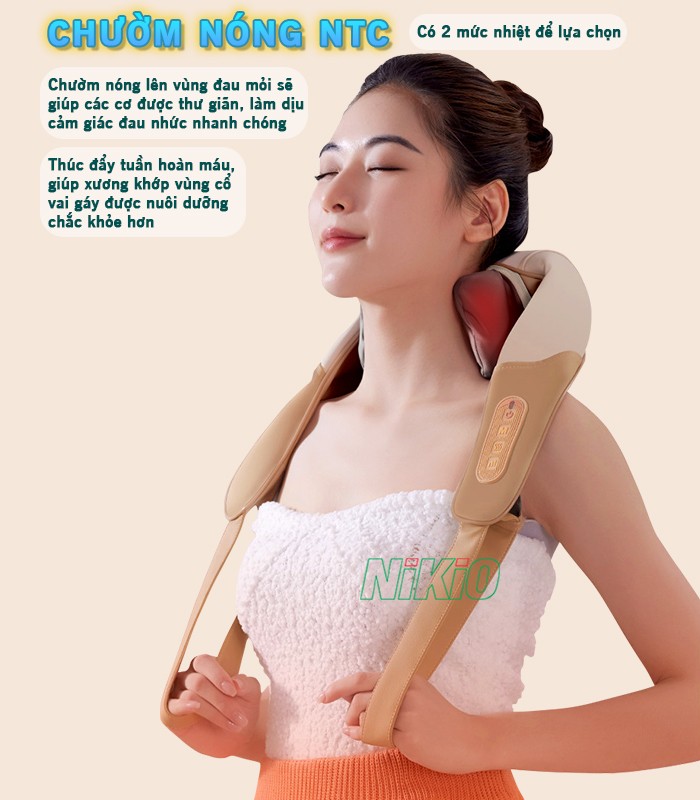 Máy massage cổ vai gáy tích hợp chườm nóng cổ Nikio NK-139
