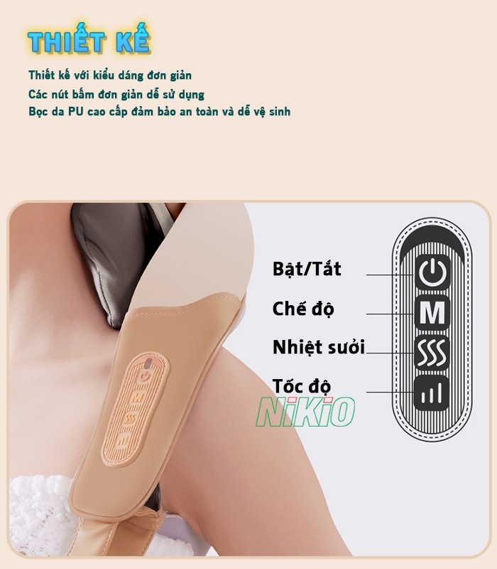 Máy massage cổ vai gáy thiết kế nhỏ gọn Nikio NK-139