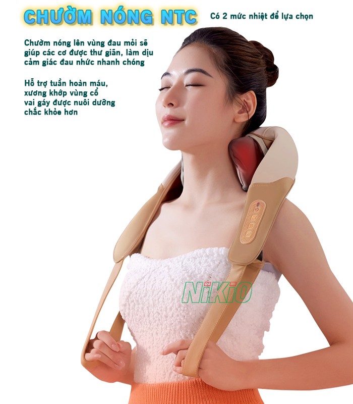 Máy massage cổ vai gáy tích hợp chườm nóng cổ Nikio NK-139
