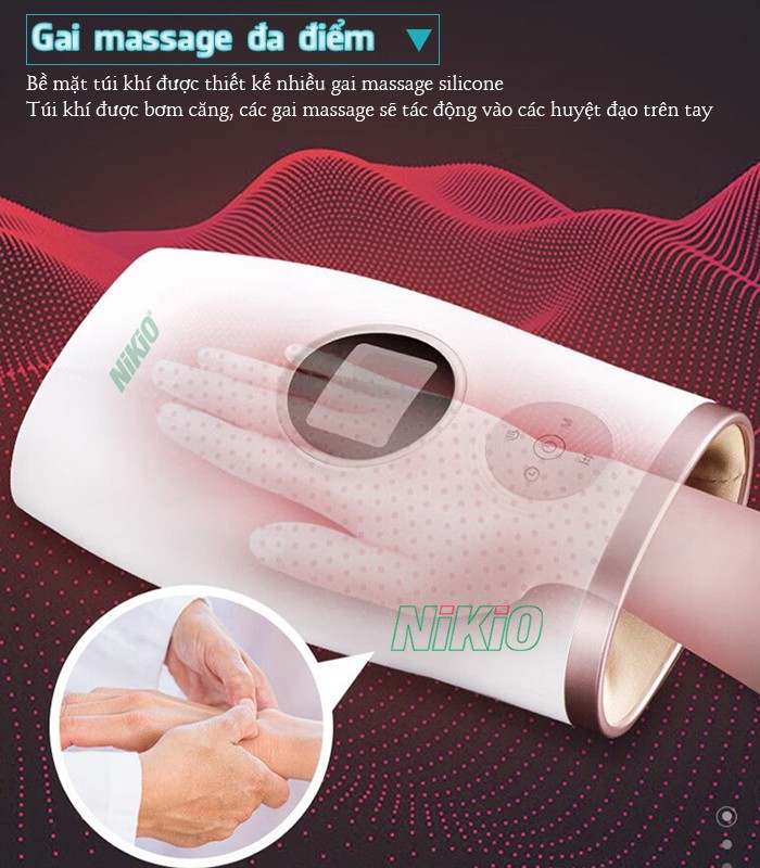 Máy massage bàn tay pin sạc gai massage đa điểm Nikio NK-330