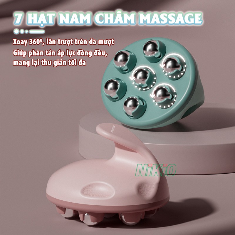 Dụng cụ massage cầm tay có 7 hạt nam châm xoay 360 độ Nikio NK-07C