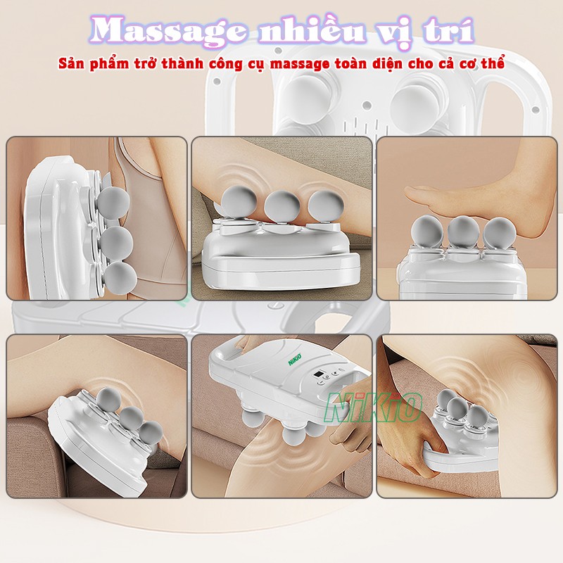 Máy massage cầm tay 6 đầu massage nhiều vị trí Nikio NK-272-pro