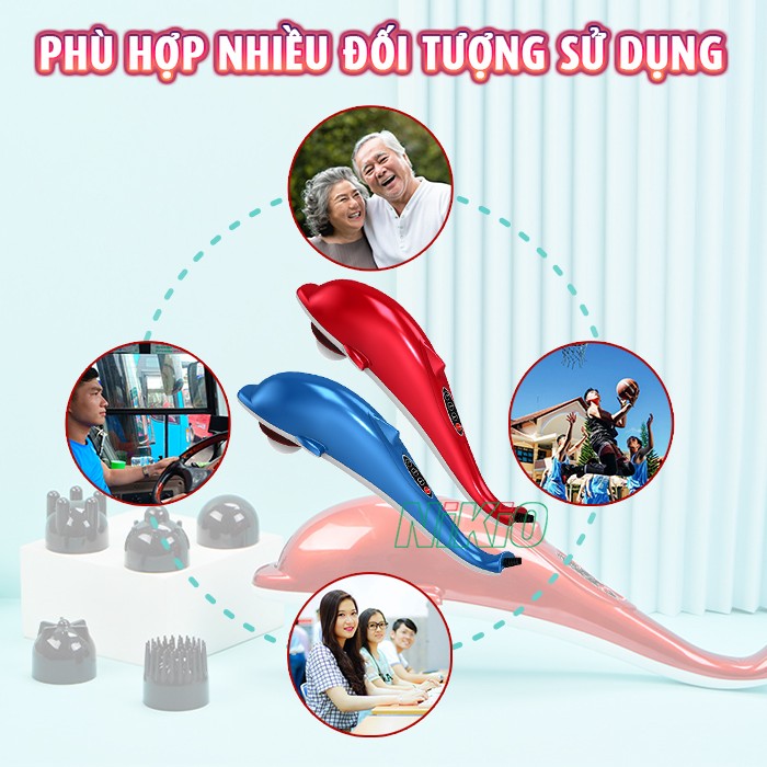 Máy massage cầm tay cá heo phù hợp nhiều người Nikio PL-608B