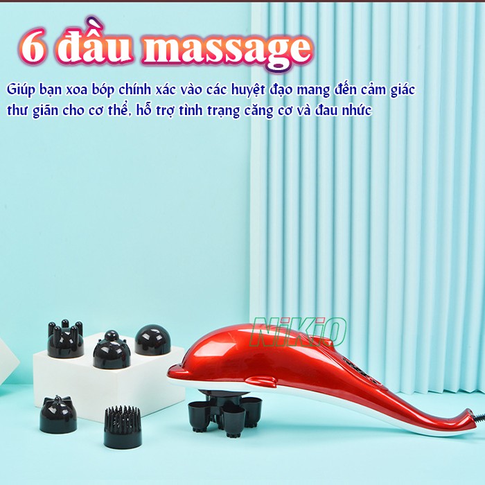 Máy massage cầm tay cá heo 6 đầu massage Nikio PL-608B