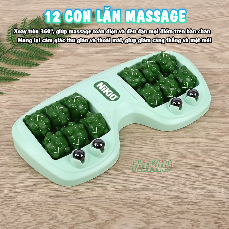 Bàn lăn massage chân 12 con lăn xoay 360 độ Nikio NK-05C