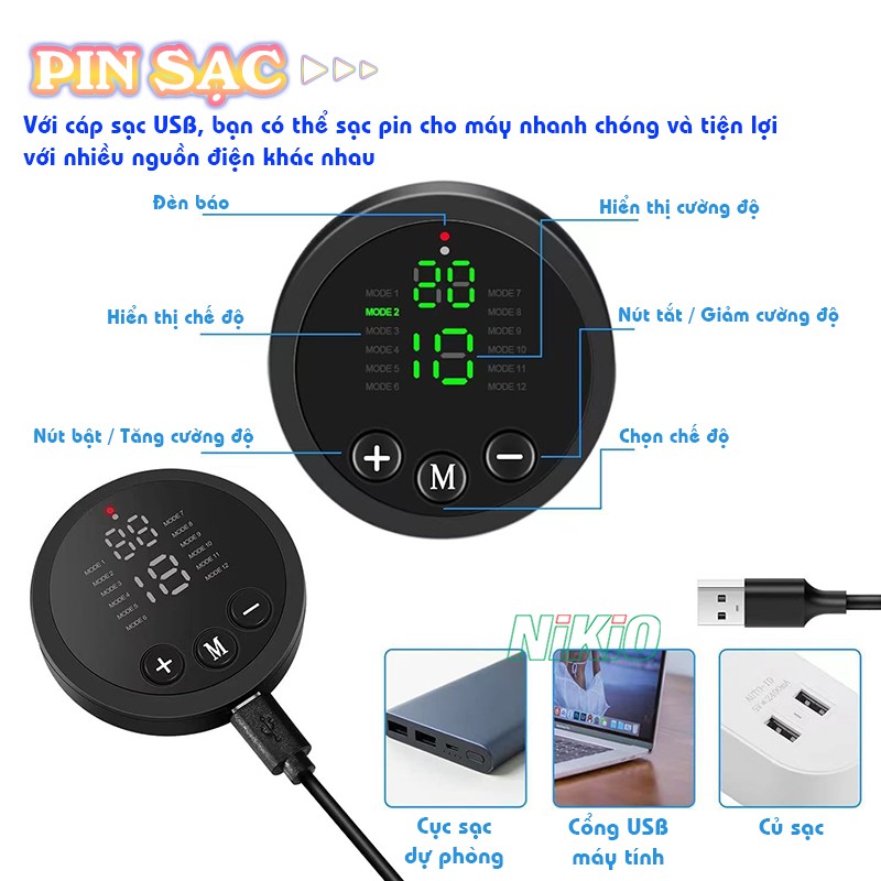 Máy massage chân xung điện pin sạc Nikio NK-106